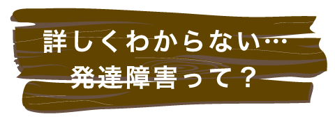 詳しくわからない…発達障害って？